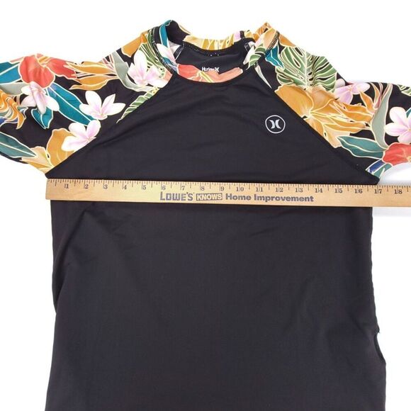 NEW Hurley Long Sleeve Rash Guard Surf Swim Top UPF 50 Womens Small Black Floral - Picture 4 of 8